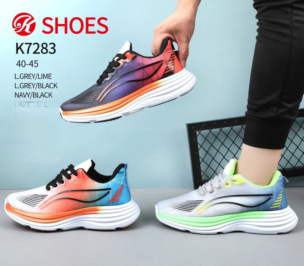 خرید کتونی خارجی وارداتی ادیداسی K SHOES مدل K7283 کفش اسپرت مردانه سبک و راحت رانینگ - KSHOES